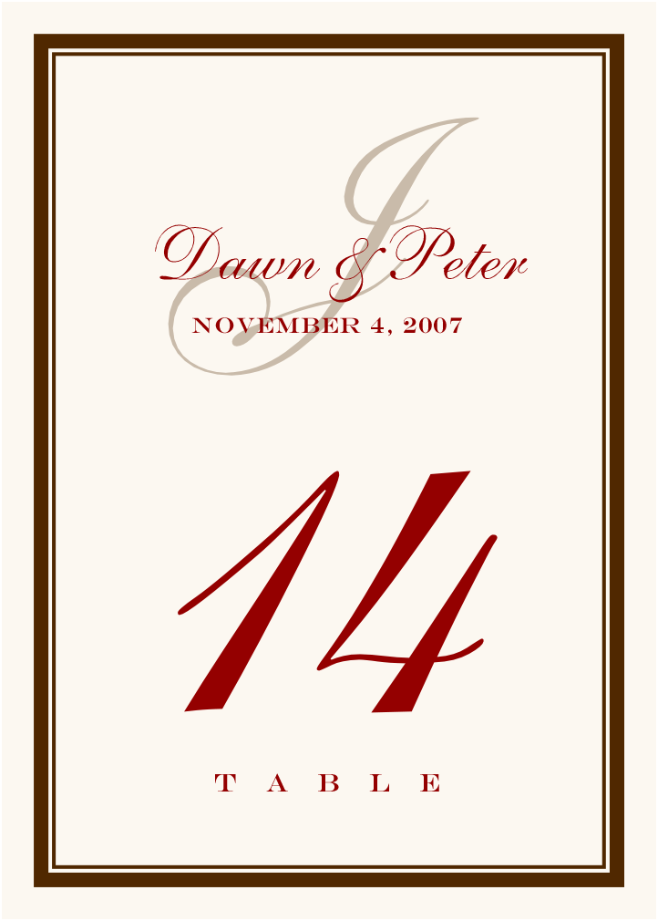 Bracha Contemporary and Classic Table Numbers