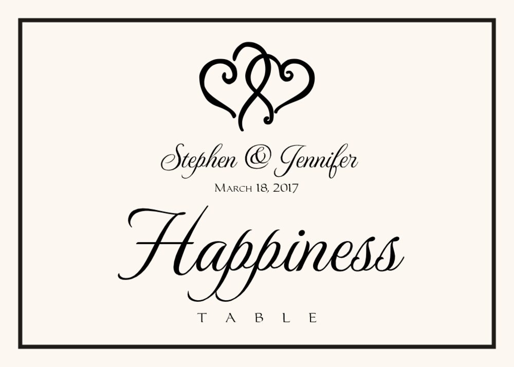 Linked Hearts Contemporary and Classic Table Names