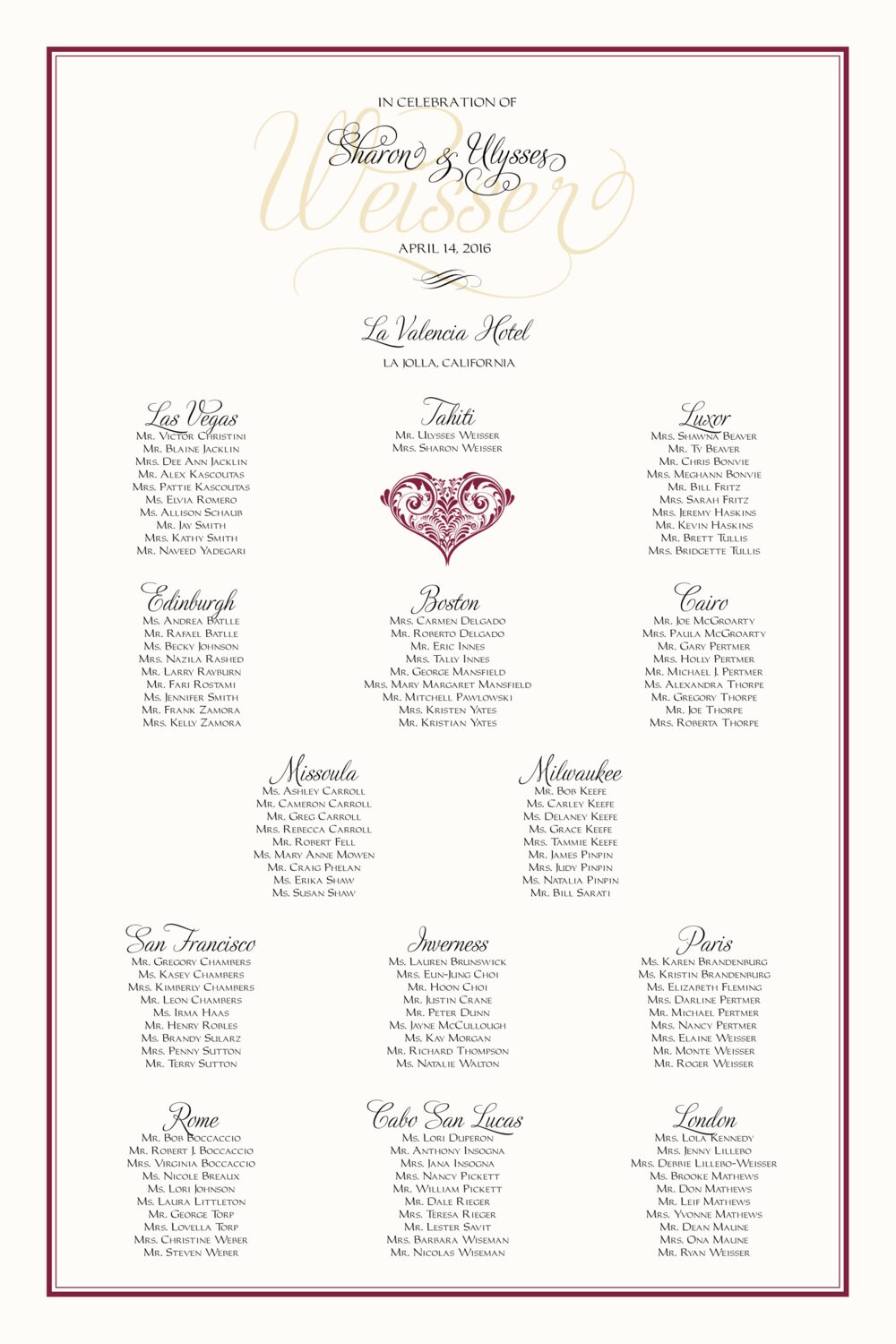 Love Assounta Contemporary and Classic Wedding Seating Charts