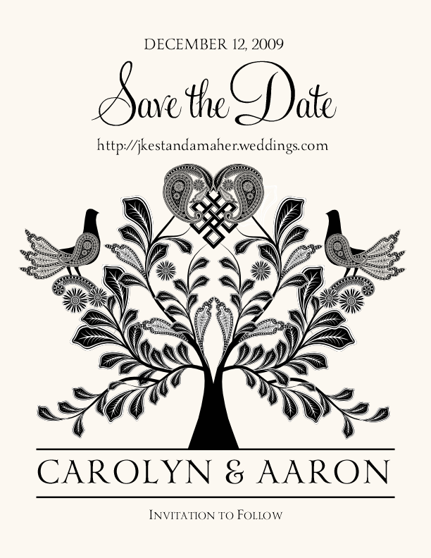 Love Dove Tree of Life Leaves, Flowers, Vineyard & Grapes Save the Dates