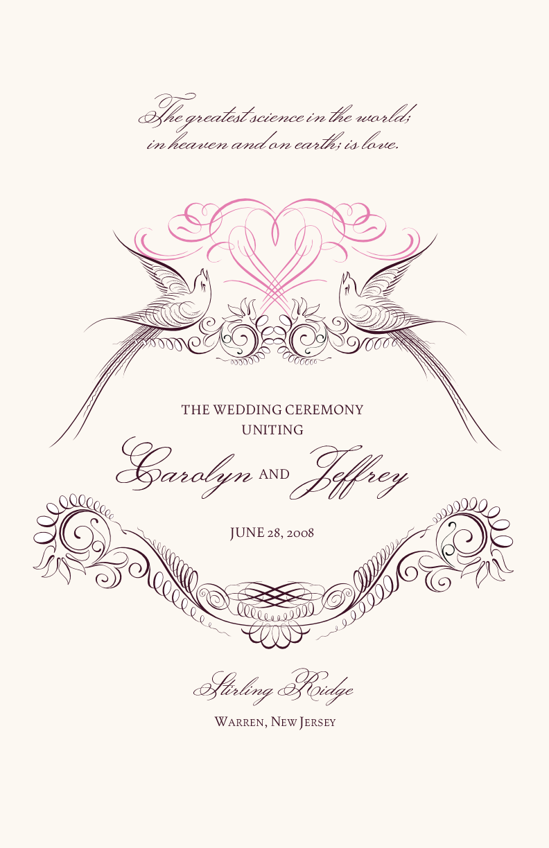 Lovebirds Birds and Butterflies Wedding Programs