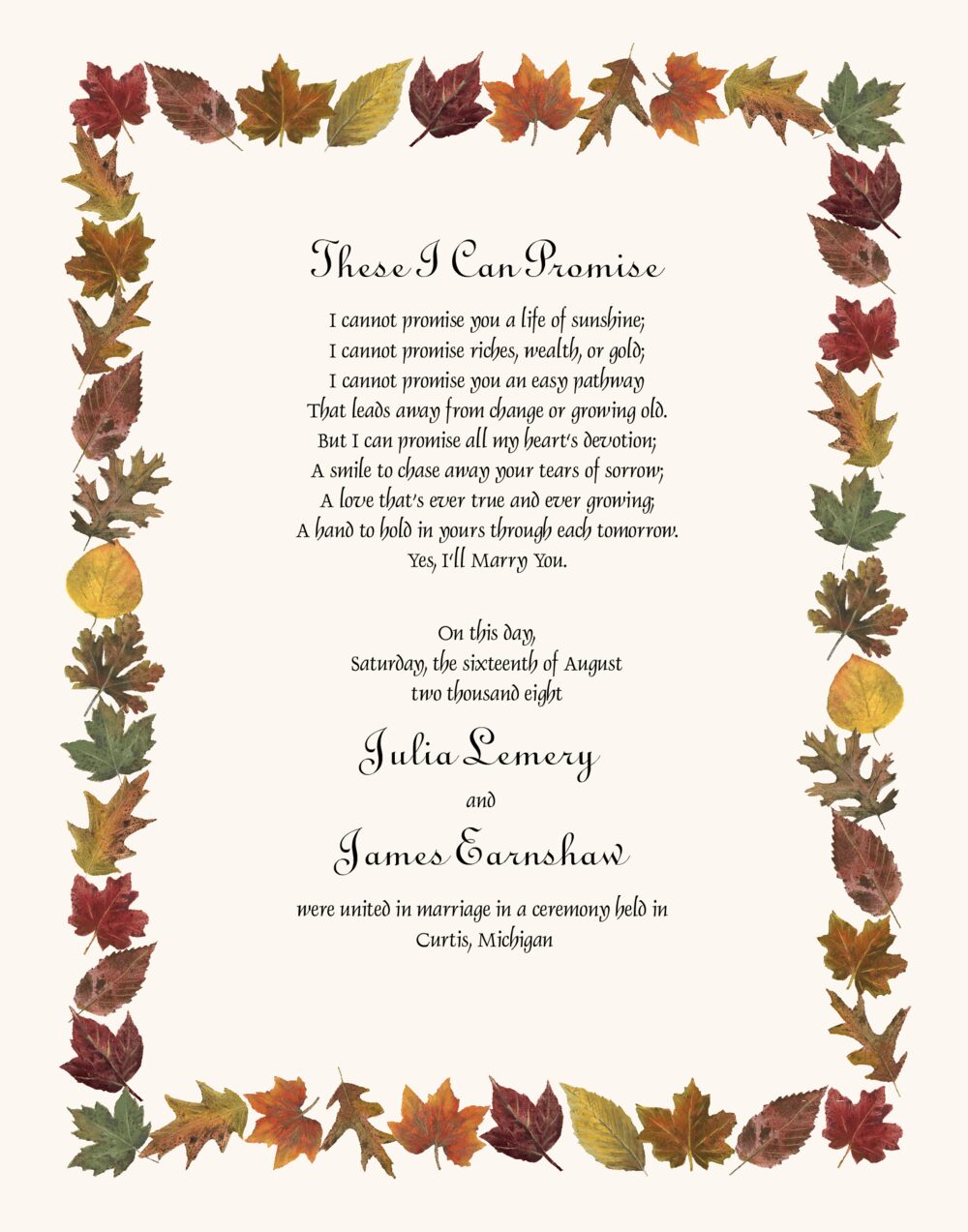 Colorful Leaves Border 01 Autumn Leaves Wedding Certificates