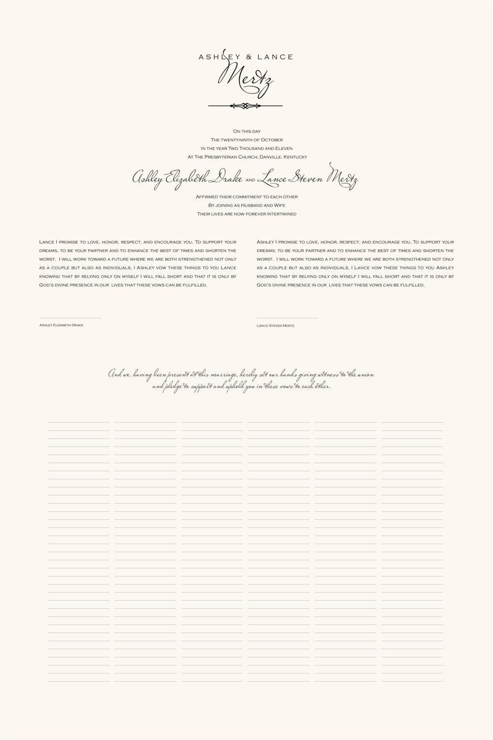 Miss Le Gatees Contemporary and Classic Wedding Certificates