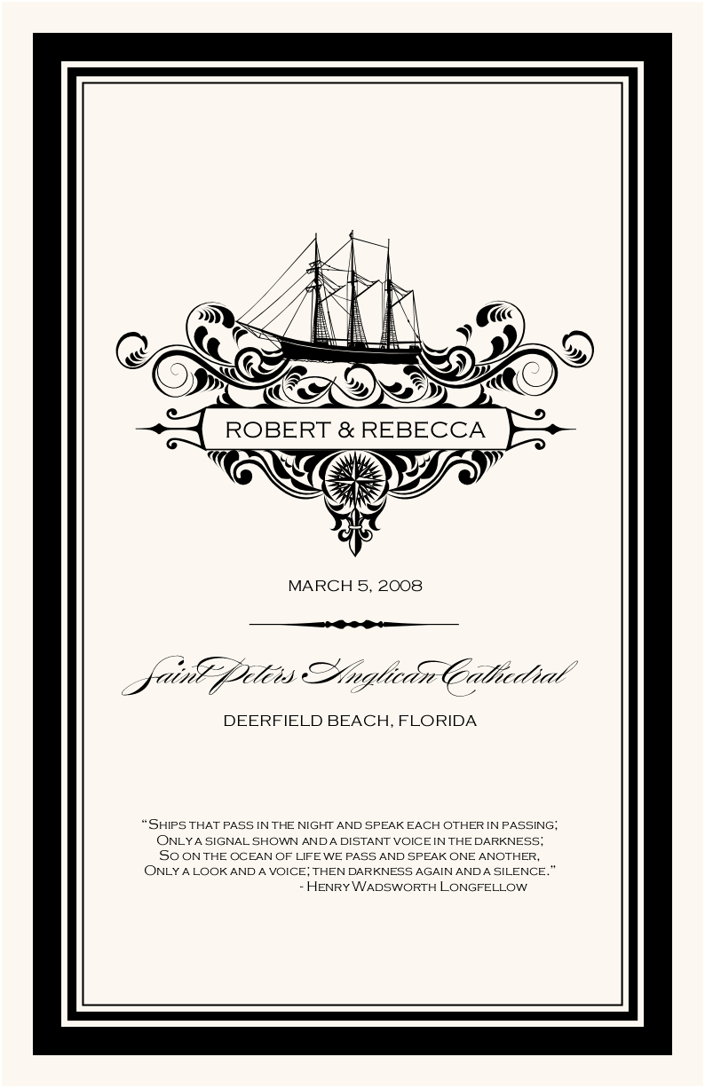 Seaworthy Navigation Beach and Seashell Wedding Programs