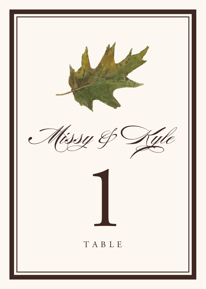 Colorful Leaves Assortment 01 Autumn and Fall Leaves Table Numbers
