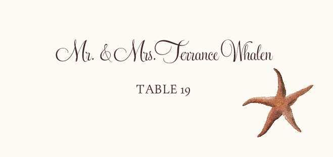 Starfish Beach, Seashell, and Fish Place Cards