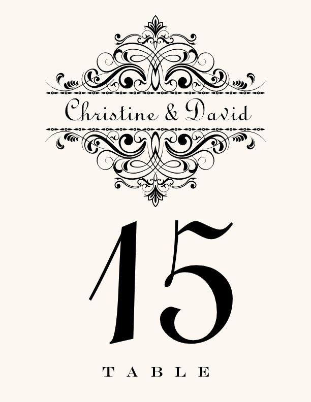 Oki Sun Contemporary and Classic Table Numbers