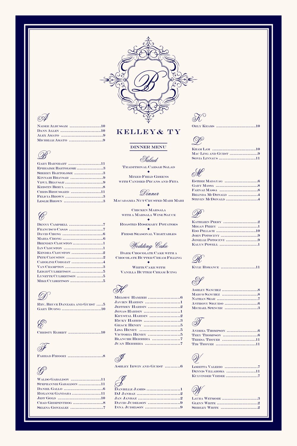 Old Script and Engravers Contemporary and Classic Wedding Seating Charts