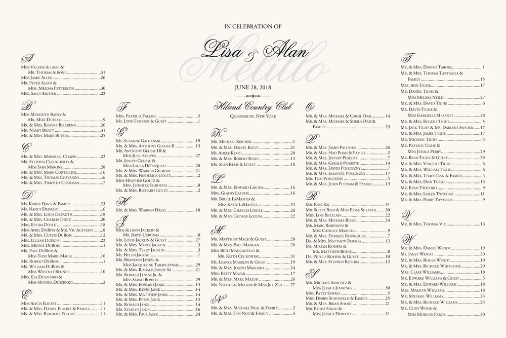 Old Script and Garamond Watermark Contemporary and Classic Wedding Seating Charts
