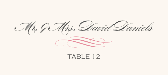 Ornate Line Flourish 0637 Contemporary and Classic Place Cards