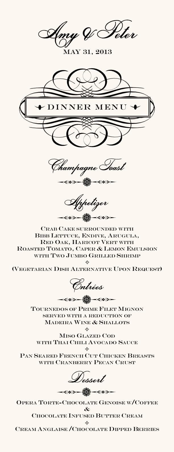 Oval Flourish Contemporary and Classic Menus