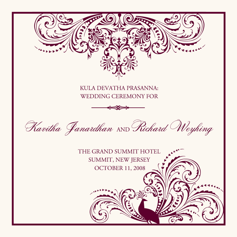 Pompous Peacock (Square) Indian/Hindu Wedding Programs