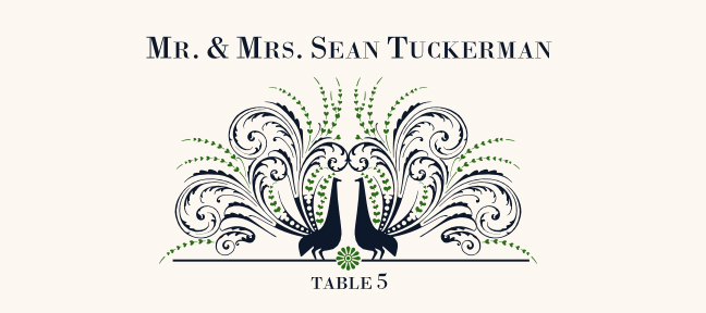 Passionate Peacock Birds and Butterflies Place Cards