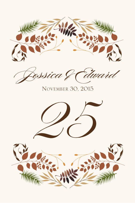 Peaceful Autumn 01 Autumn and Fall Leaves Table Numbers