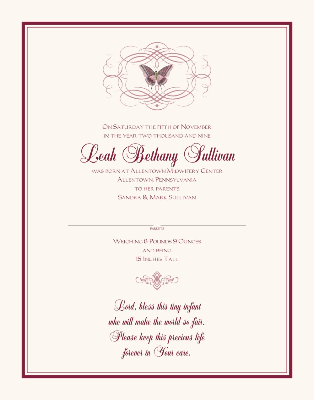 Pink Butterfly Flourish