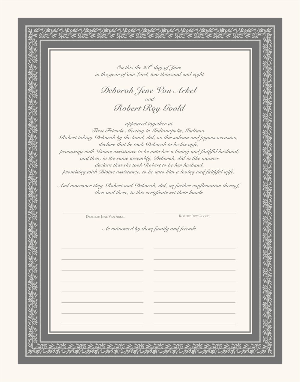 Snell Classic Contemporary and Classic Wedding Certificates