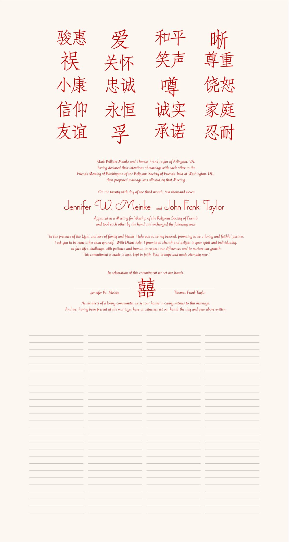 Chinese Sentiments Chinese, Japanese, and Eastern Inspired Wedding Certificates