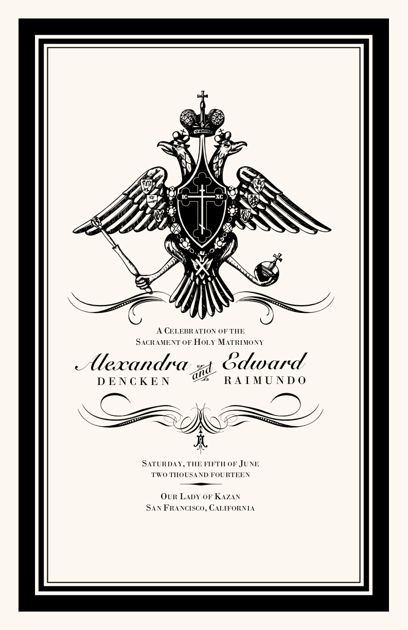 Russian Two Headed Eagle Greek/Russian Orthodox Wedding Programs