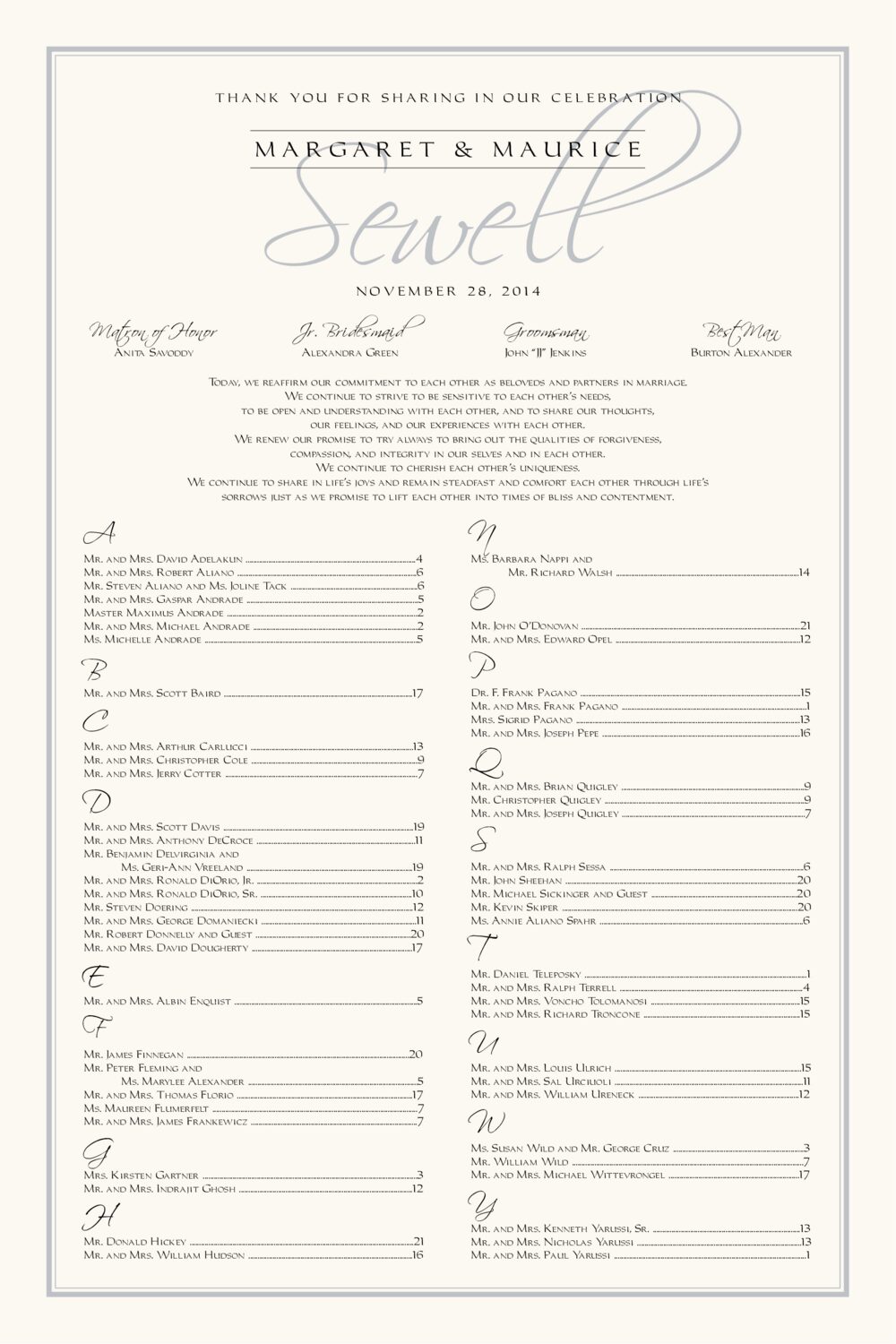 Scriptina and Imperial Contemporary and Classic Wedding Seating Charts