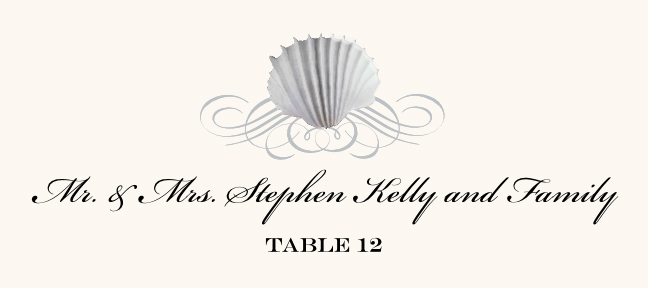 Seashell Scallop Swirl Beach, Seashell, and Fish Place Cards