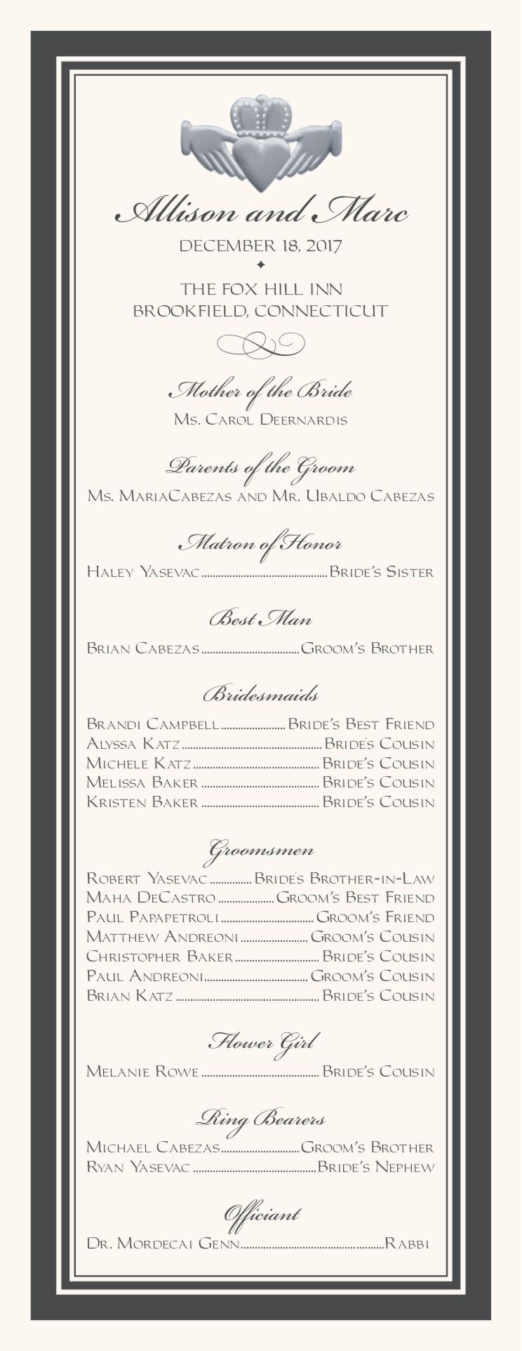 Silver Claddagh Border Celtic Wedding Programs