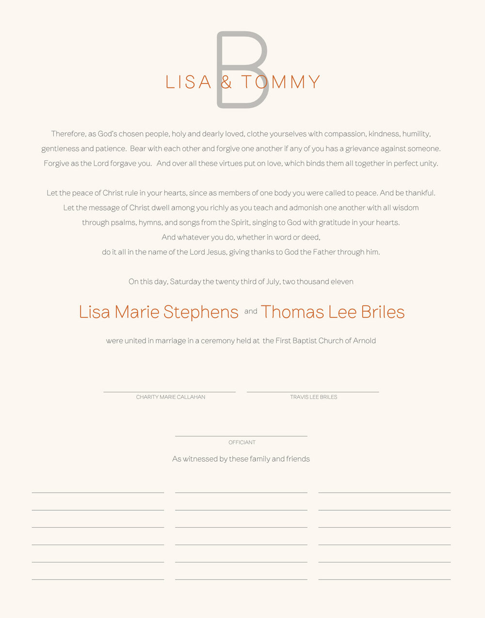 Brownstone Monogram 15 Contemporary and Classic Wedding Certificates