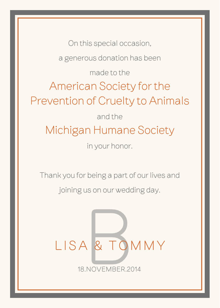 Brownstone Monogram 15 Contemporary and Classic Donation Cards