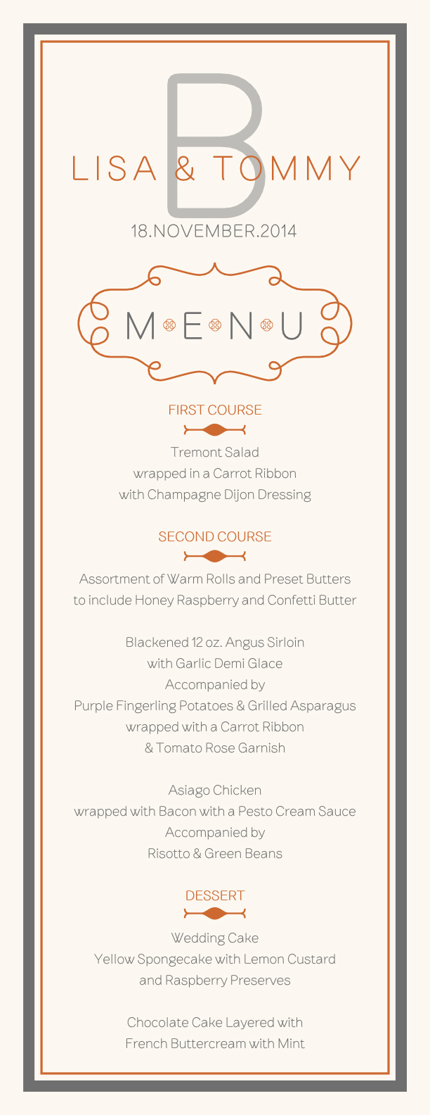 Brownstone Monogram 15 Contemporary and Classic Menus