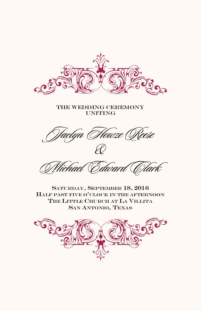 Song Contemporary and Classic Wedding Programs