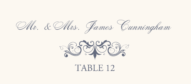 Spiral Swirl Flourish Contemporary and Classic Place Cards