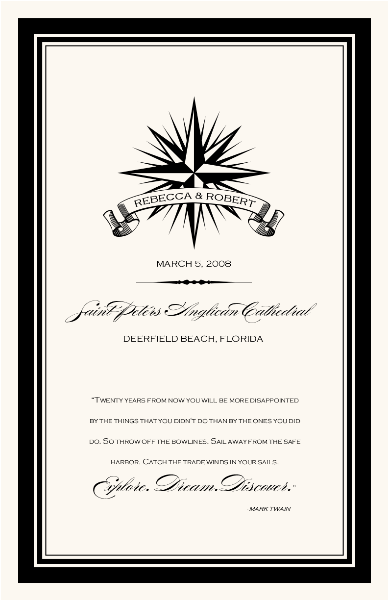 Star Compass Banner Beach and Seashell Wedding Programs