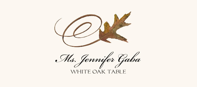 White Oak Swirly Leaf Autumn/Fall Leaves Place Cards