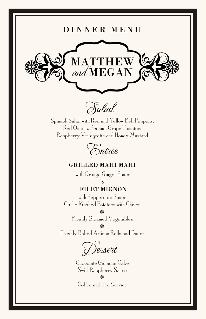 Time Traveler Contemporary and Classic Menus