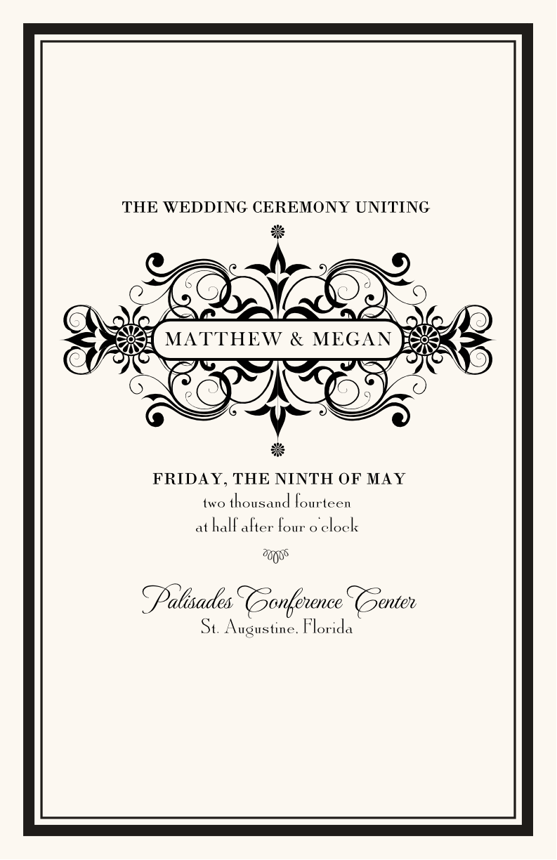 Time Traveler Contemporary and Classic Wedding Programs