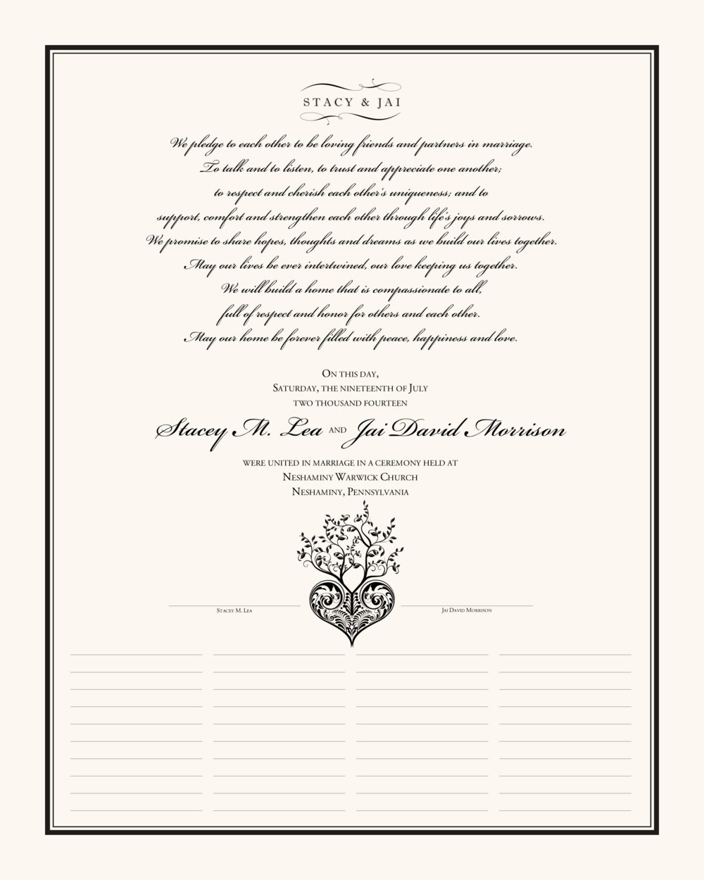 Tree of Life Heart Contemporary and Classic Wedding Certificates