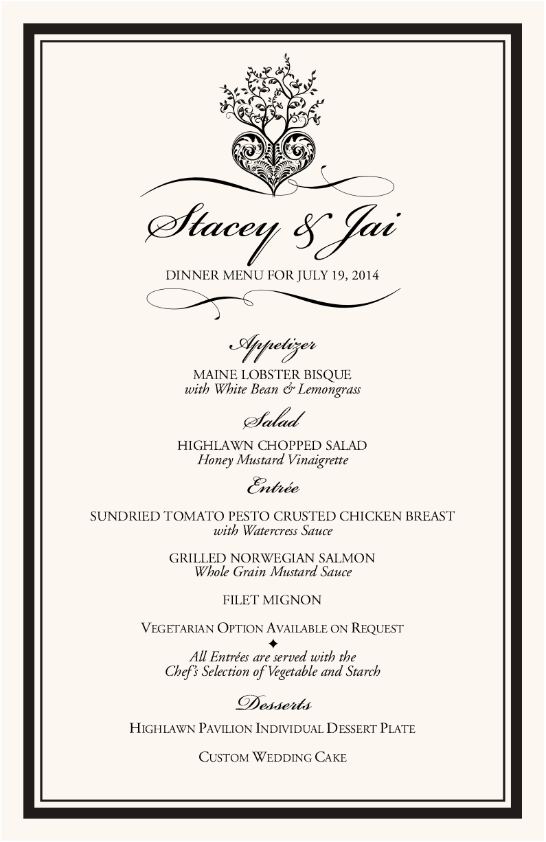 Tree of Life Heart Contemporary and Classic Menus