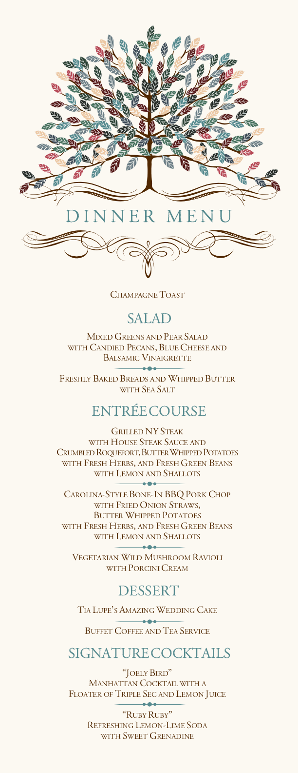 Arbor Day Leaves, Flowers, Vineyard & Grapes Menus