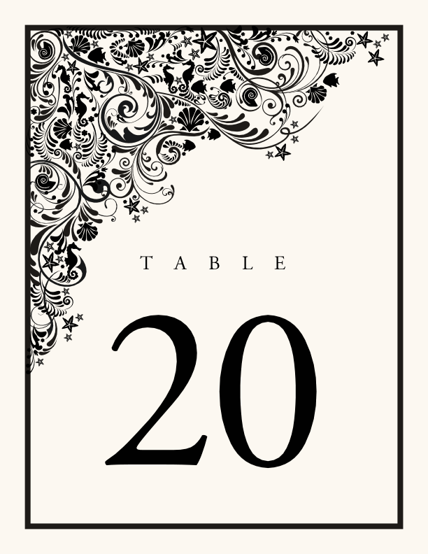 Tropical Storm Beach and Seashell Table Numbers