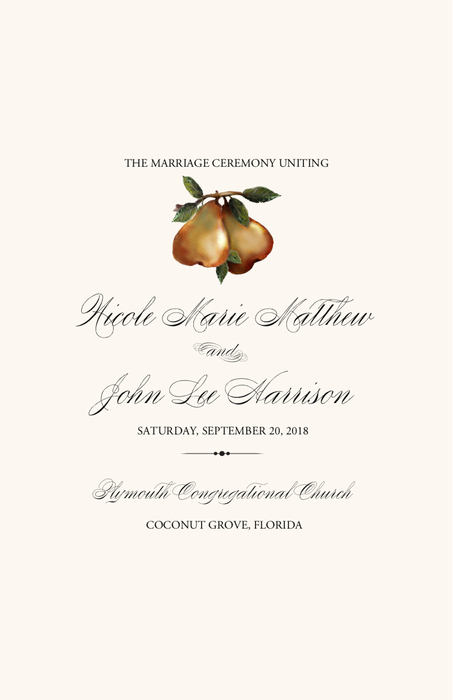 Two Pears Grapes and Vineyard Wedding Programs