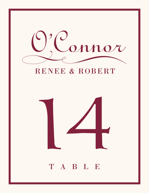 Typo Upright Monogram 28 Contemporary and Classic Table Numbers