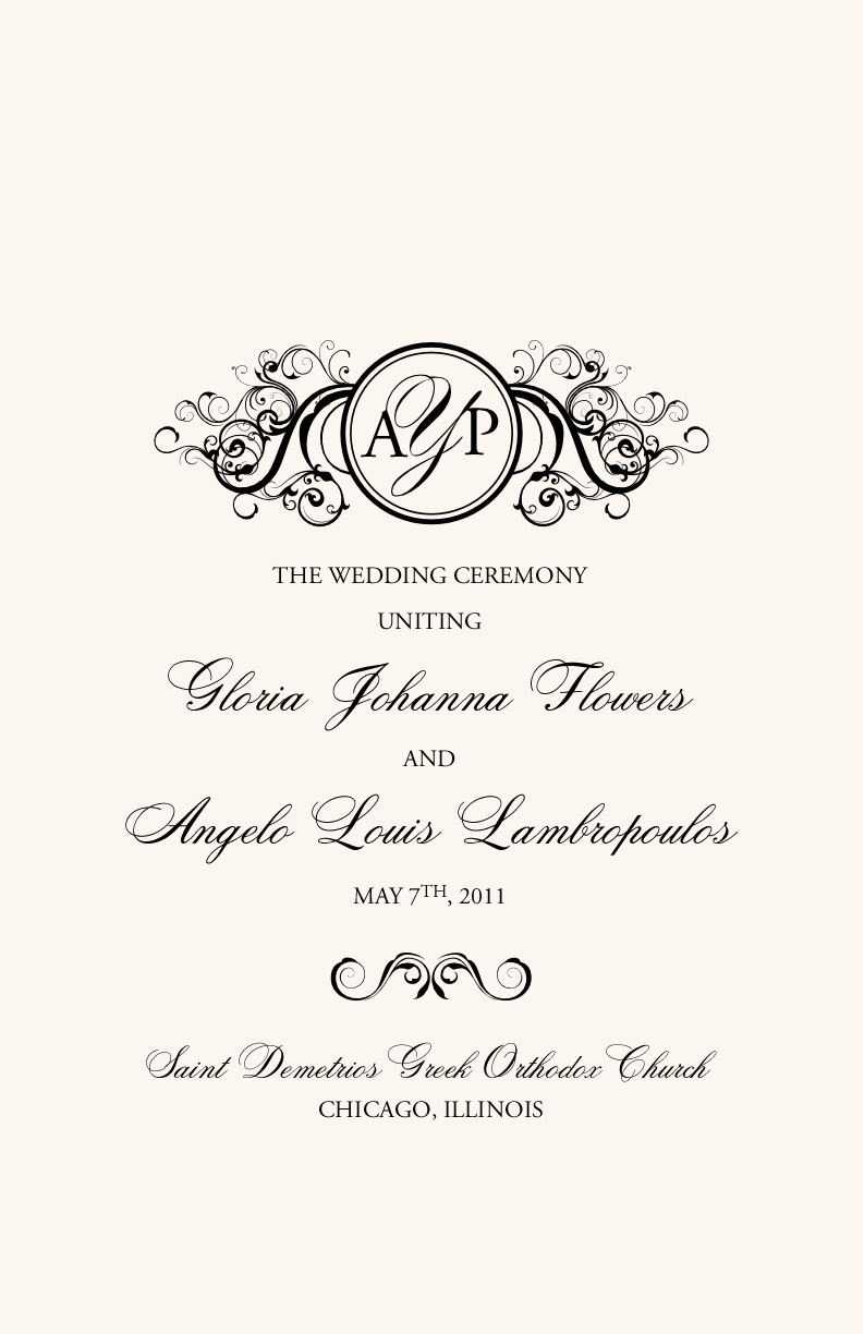 Curly Sue Contemporary and Classic Wedding Programs