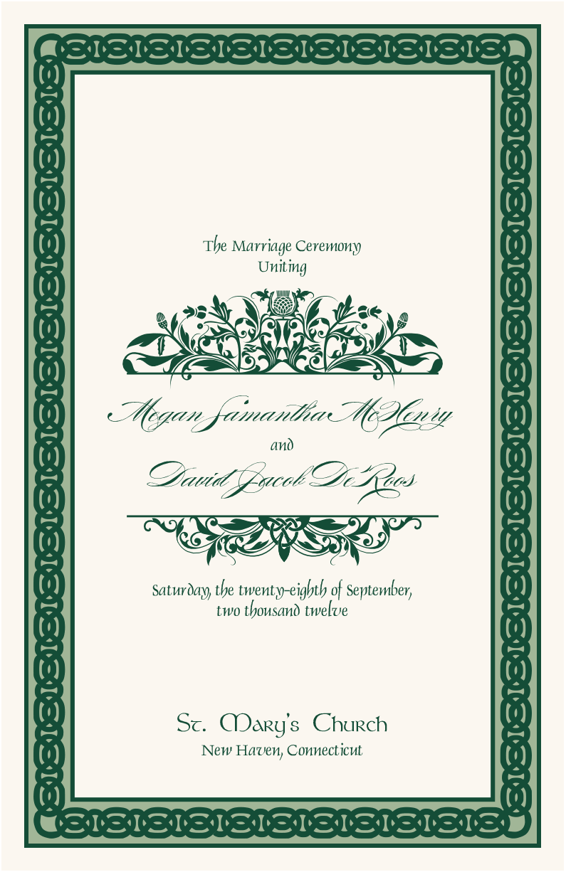 Scott's Garden Celtic Wedding Programs