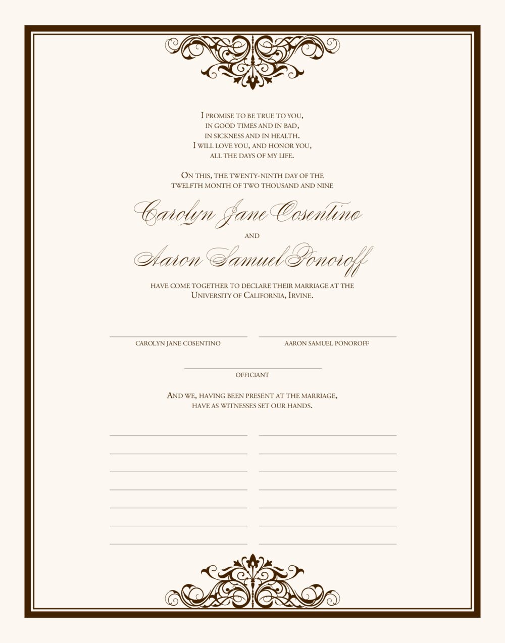 Emerson Vintage Top & Bottom Contemporary and Classic Wedding Certificates