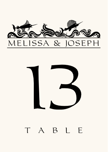 Wavy Sea Creatures Tropical, Freshwater and Saltwater Fish Table Numbers