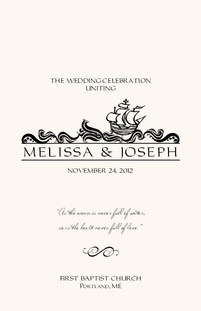 Wavy Sea Creatures Beach and Seashell Wedding Programs
