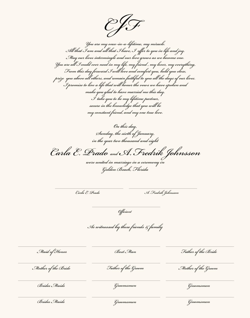 Bickham Traditional Contemporary and Classic Wedding Certificates