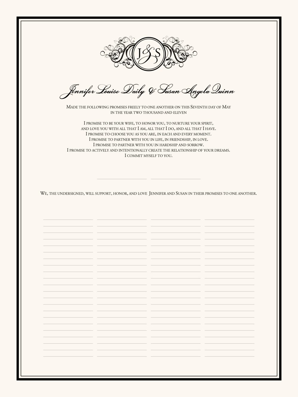 Curly Sue Vintage Monogram Contemporary and Classic Wedding Certificates