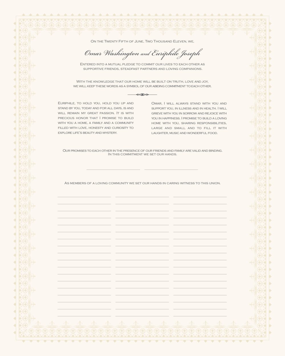 India Inspired Border Contemporary and Classic Wedding Certificates