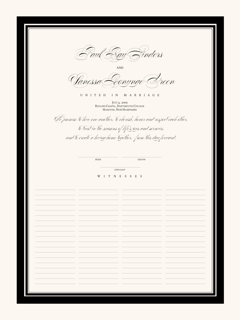 Poem Script Traditional Contemporary and Classic Wedding Certificates