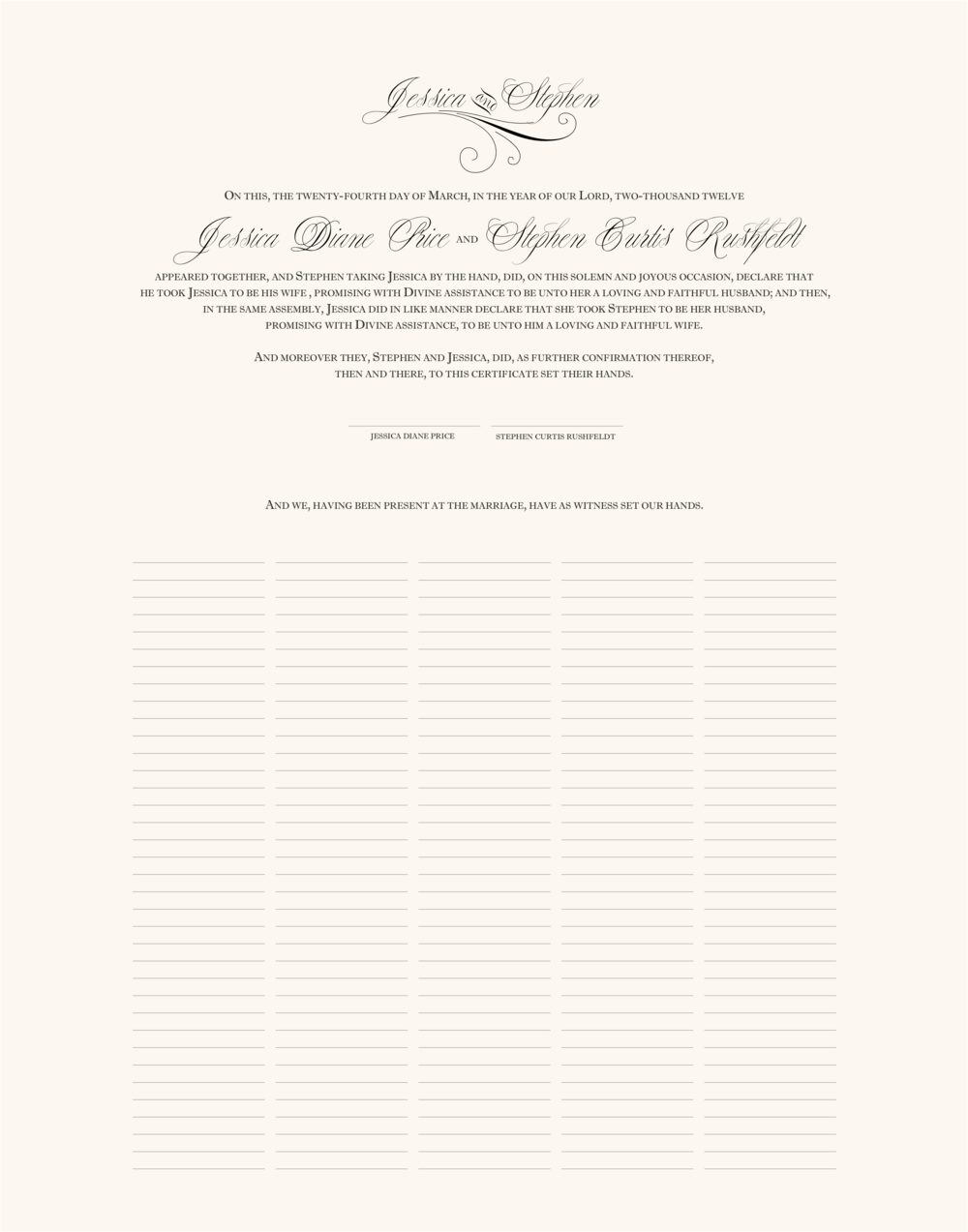 Yves Monogram Contemporary and Classic Wedding Certificates
